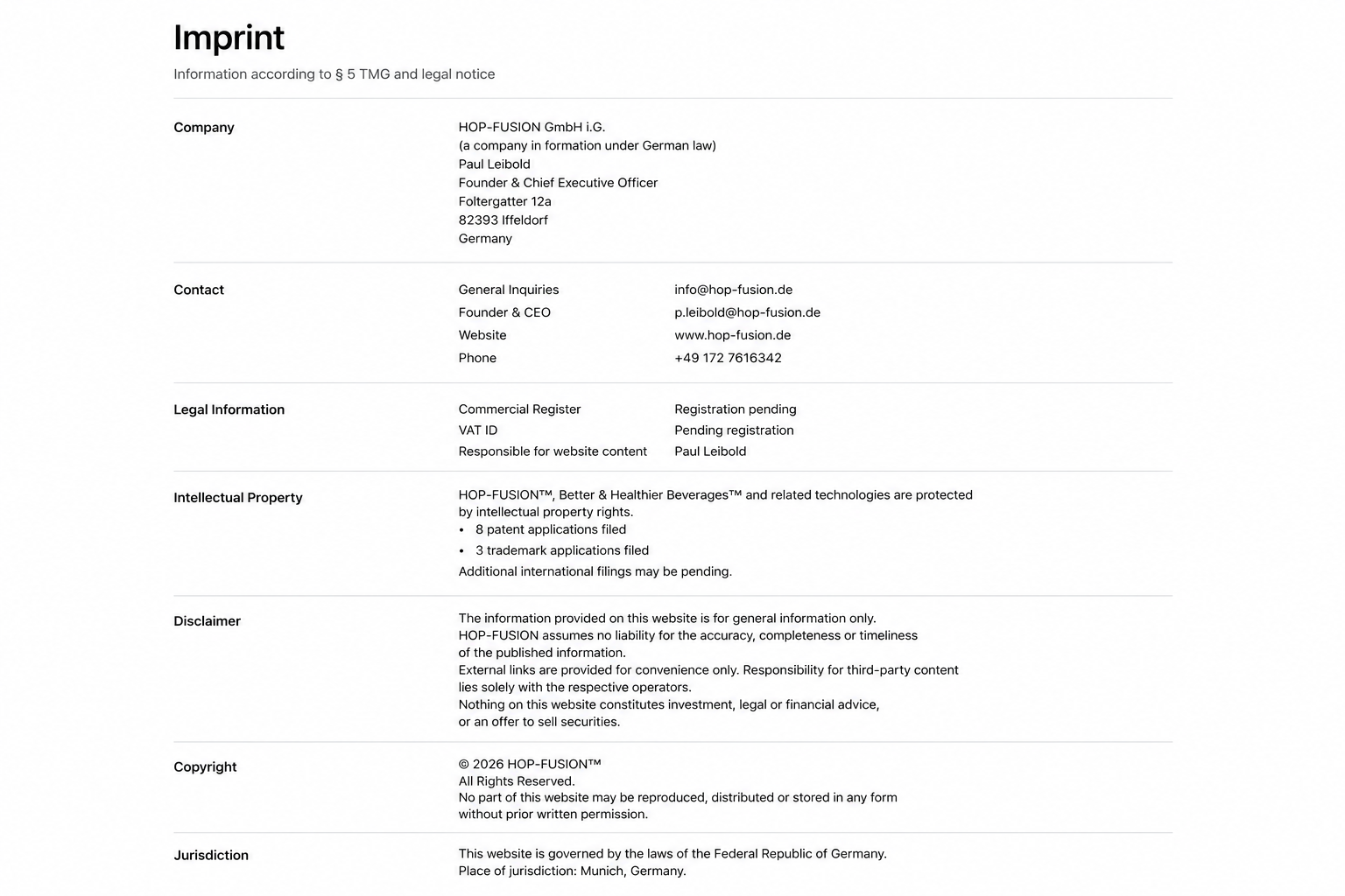 HOP-FUSION imprint and contact information.